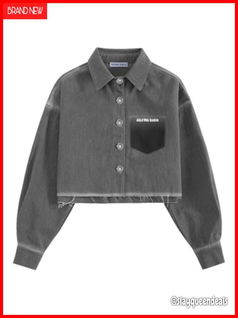 Cropped Denim Jacket Washed Grey Vintage Jean Jacket Cotton